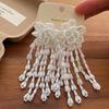 INS Fashion White Color Miyuki Beads Imitation Pearl Strand Flower Long Tassel Drop Earrings for Women Holiday Jewelry