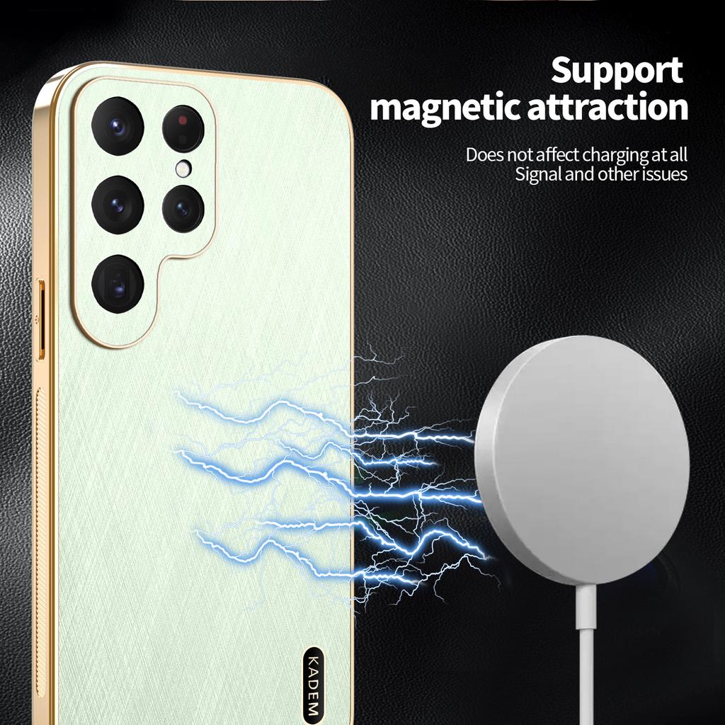 Luxury Bamboo Leather Phone Case For Samsung Galaxy S25 S24 S23 S22 S21 FE Note20 Plus Ultra-thin Electroplate Silicone Cover