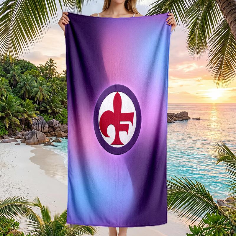 Telo da Spiaggia Asciugatura Rapida Fiorentina FC Stampa Microfibra Assorbente Portatile da Viaggio Asciugamano da Nuoto