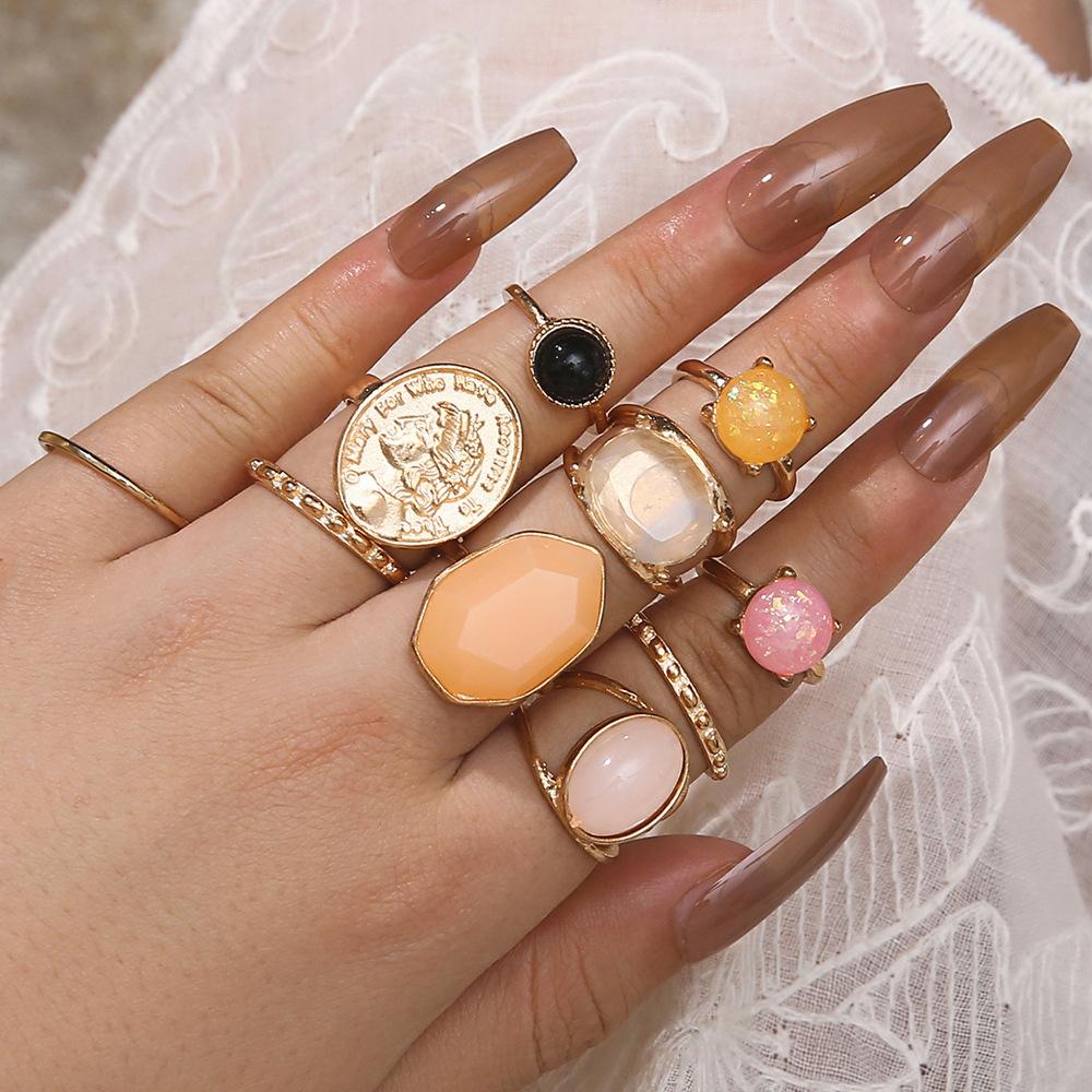 Geometric Fashion Retro Ring Irregular Ring Set for Women