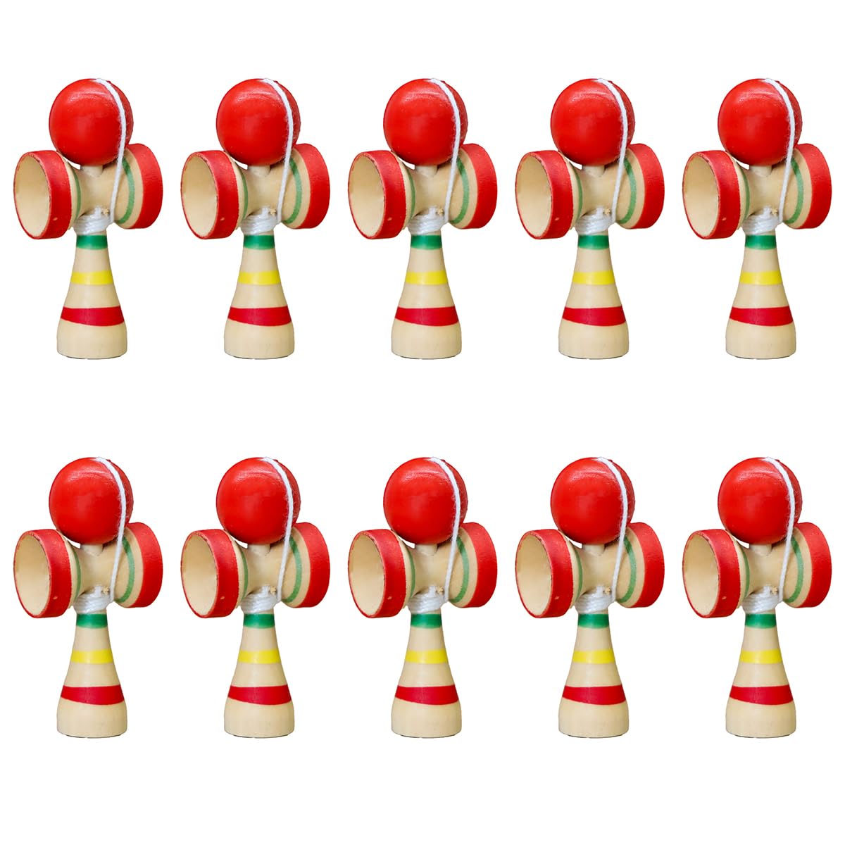 

Miniature Japanese Traditional Wooden Kendama Toy H x 3cm W x 2cm Set of 10 for Commercial Use (6.5cm D)