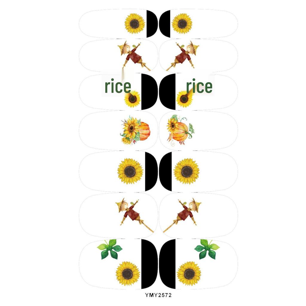 Waterproof Autumn Leaves Fox Nail Art Stickers - Full Cover Ins Style (YMY2566-2576)