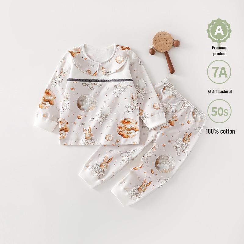 

Весенне-осенний детский двухпредметный хлопковый бесшовный домашний комплект - Класс А 90 cm