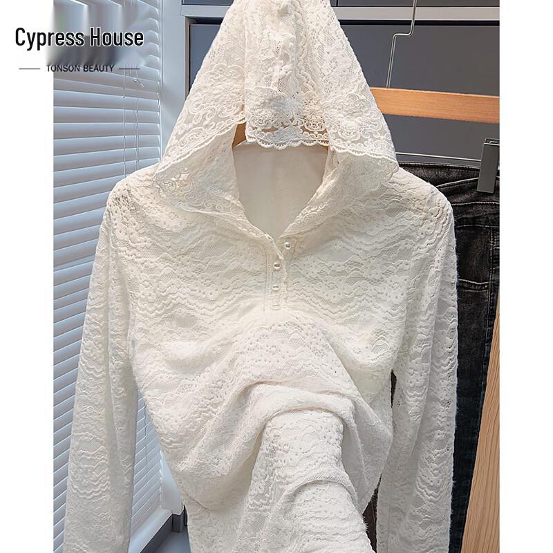 Женская элегантная кружевная блузка с капюшоном M