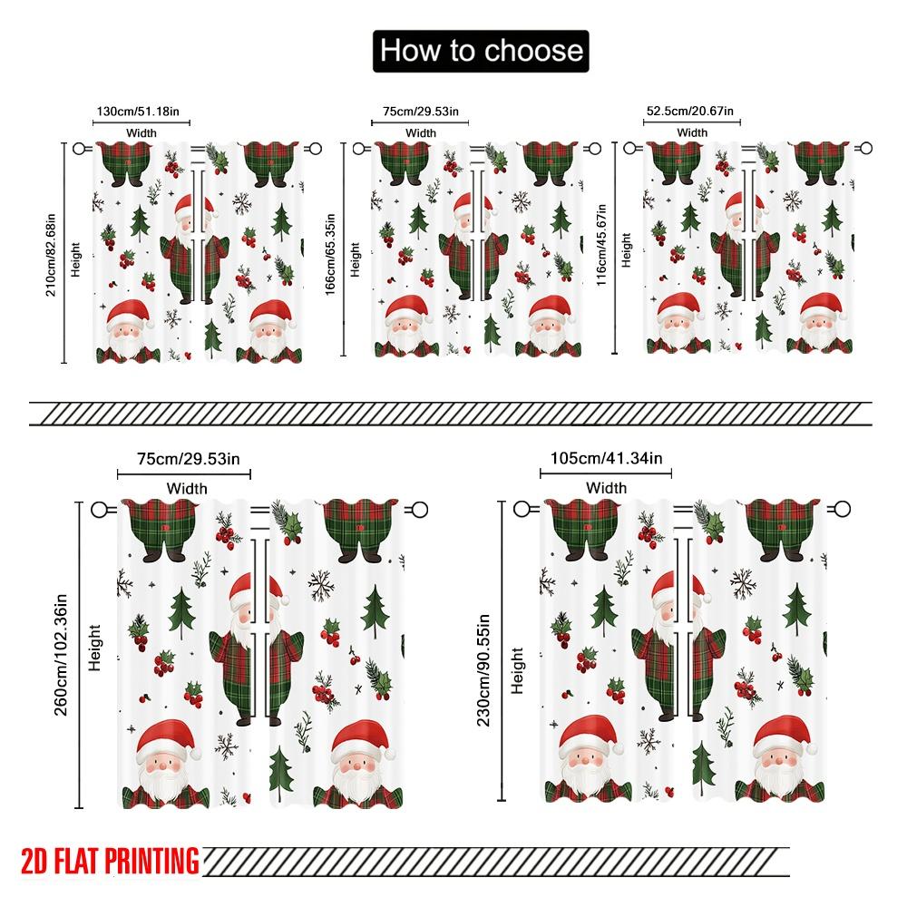 2 Stück, 2D-Flachdruck Vorhänge Digitaldruck Niedlicher Weihnachtsmann Weihnachten_a Vielseitig 100% Polyester (ohne Stange) Dekorationen
