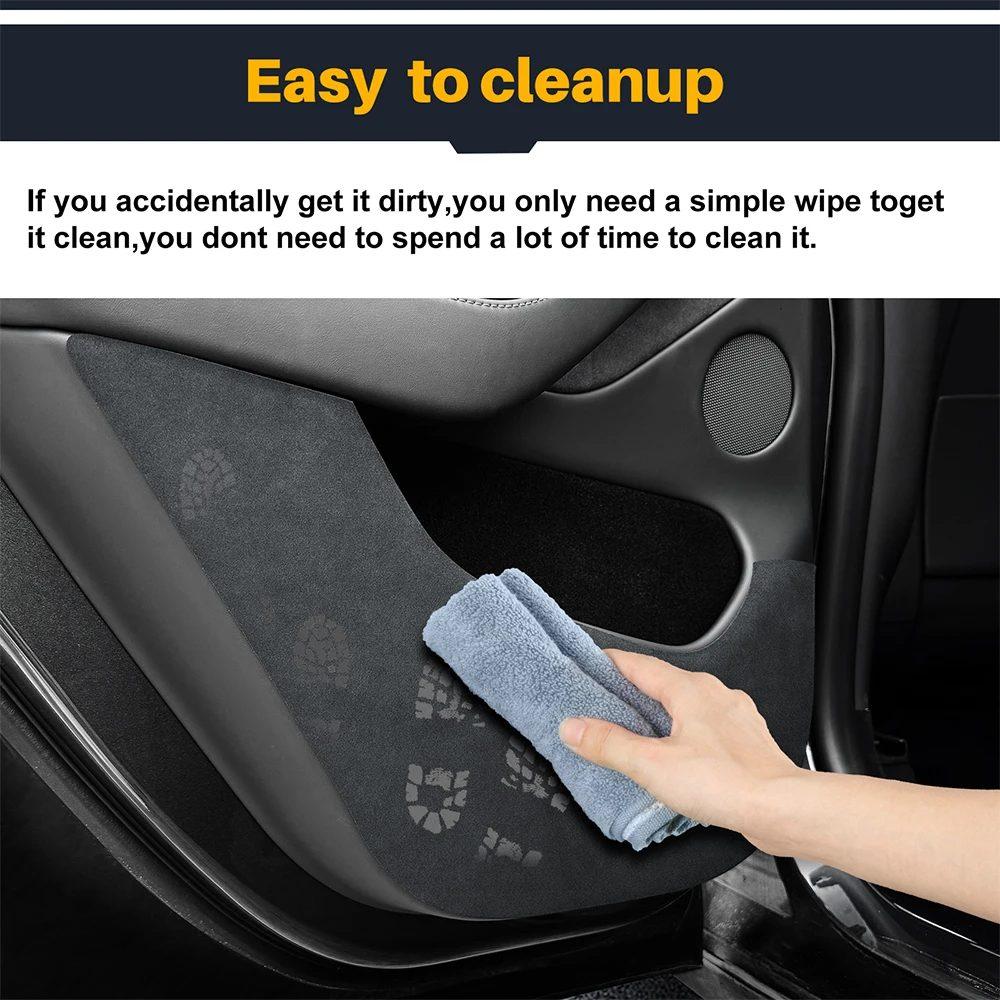 For Tesla Model Y Juniper Launch 2025-UP Suede Leather Carbon Fiber Style Door Anti-Kick Pad Protector Car Interior Accessories