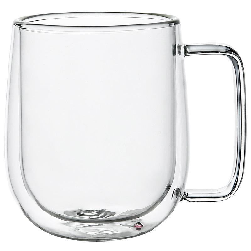 Cold Drink Milk Cup With Handle, Coffee Cup, High Temperature Resistant Double-Layer Heat Insulation Household Transparent Glass
