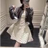 Summer New Polka Dot Dress Women's High-end Sense Sweet and Spicy Backless Waist Thin Fluffy Suspender Short Skirt Tide