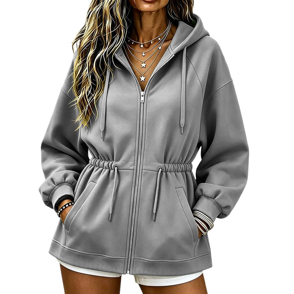 Women's Casual Long Sleeve Hooded Zip Up Sweatshirt for Everyday Wear