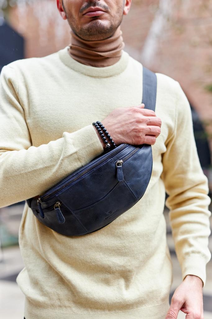 Leather belt pouch PTN 2507-HP NAVY