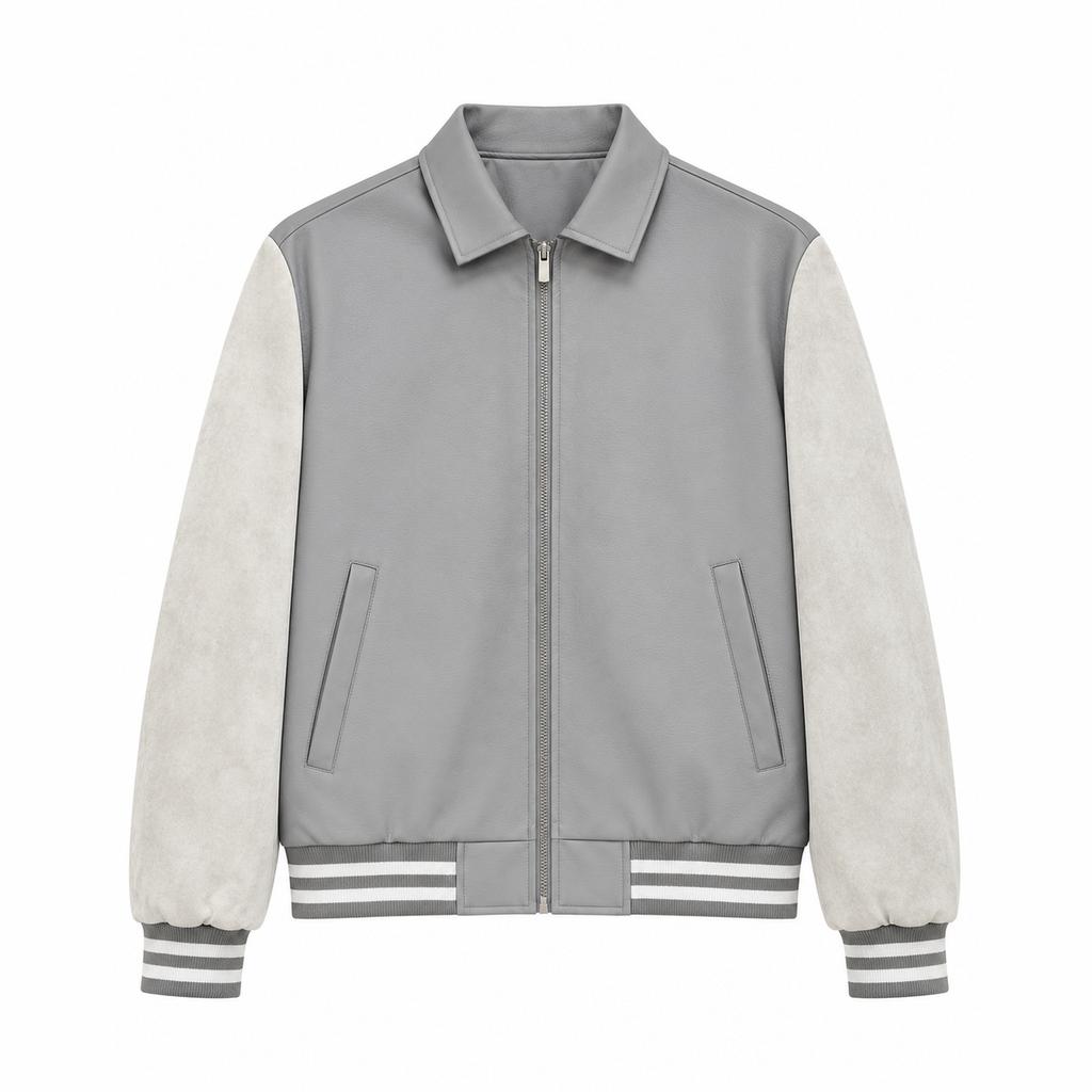 Lapel splicing PU leather jacket men's spring casual trend men's jacket spring and autumn casual leather jacket men's clothing