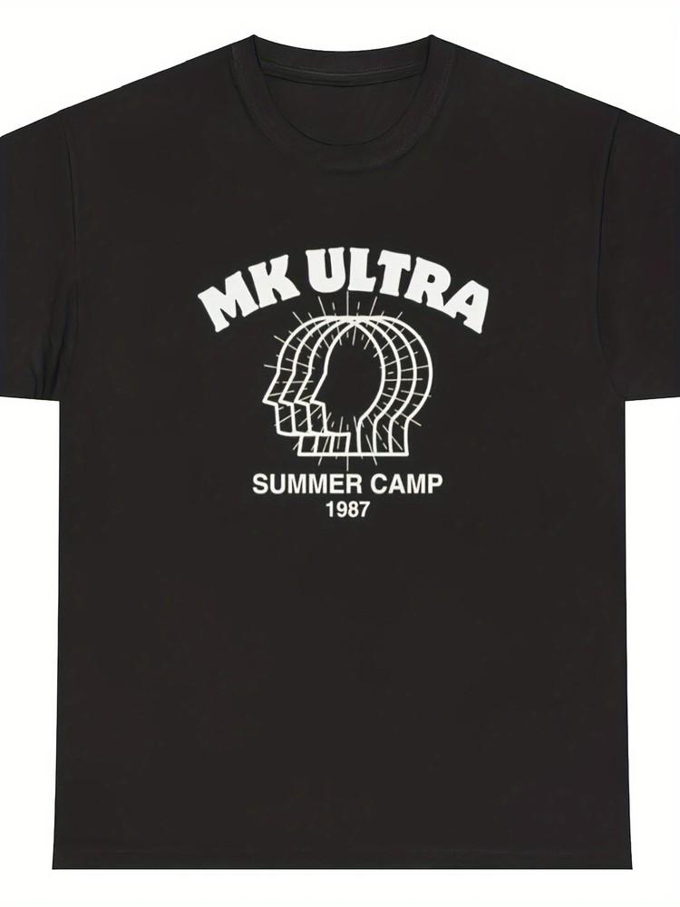 

MK Ultra Summer Camp 1987 Graphic Tee - 100% Cotton, Casual Crew Neck T-Shirt 4XL