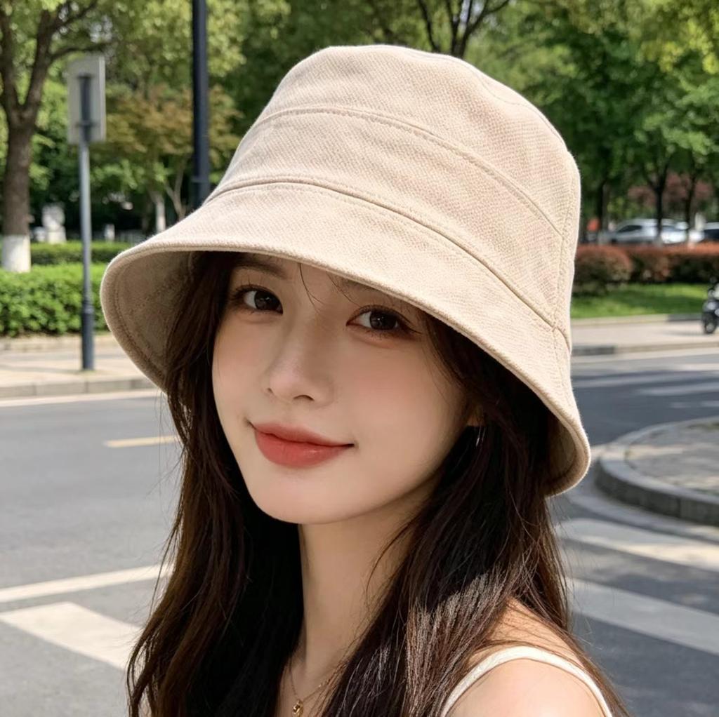 Sunscreen sunshade bucket hat women's spring and summer high-end plain all-match basin hat light and breathable sun hat