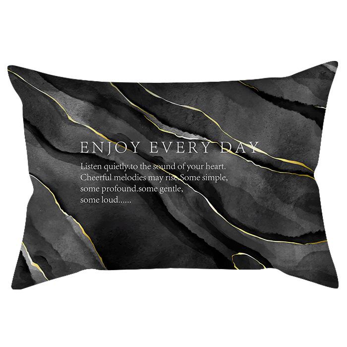 Black and white simple marble pattern printed waist pillowcase sofa living room rectangular cushion cover