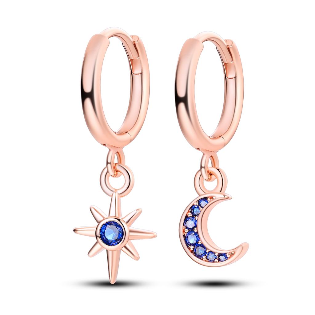 Star Series Copper Earring For Woman Sun Moon Hoop Earring Fine Jewelry Birthday Party Gifts