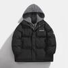2025 Winter New Bag Clothes Padded Clothes Men's Short Thickened Padded Jackets Loose Trend Padded Clothes Hooded Fake Two Pieces