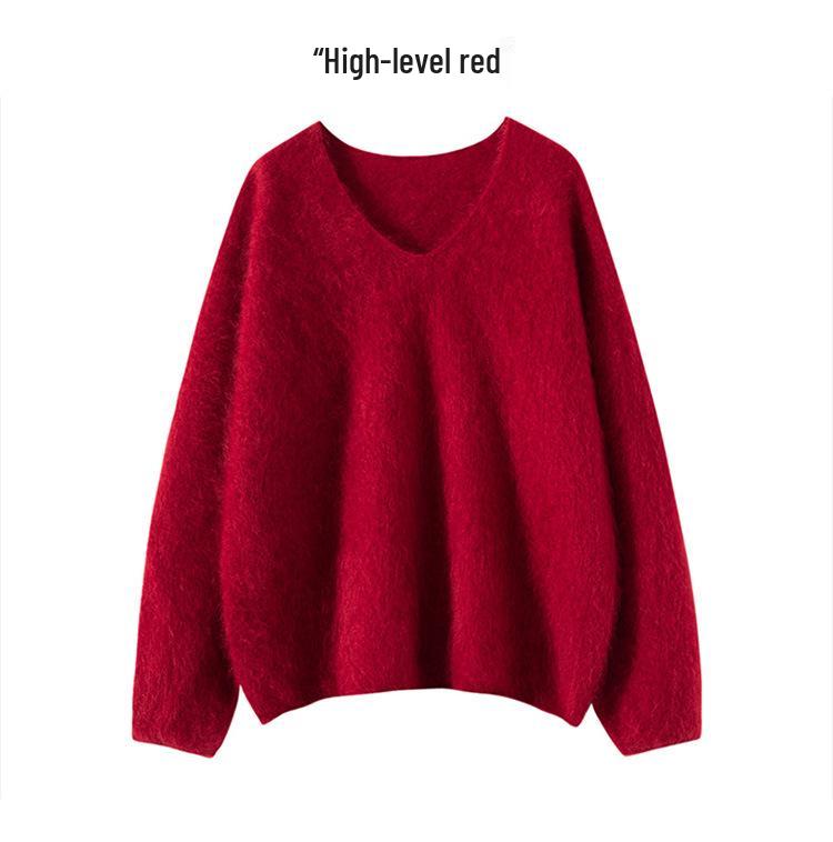 Women's V-Neck Slim-Fit Pure Cashmere Pullover Sweater - Soft & Luxurious Autumn/Winter Style