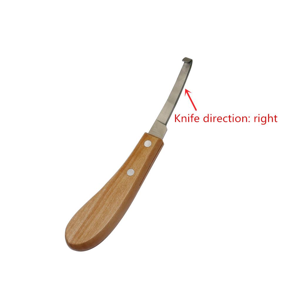 1 Pc Cattle And Horse Hoof Knife Stainless Steel Hook Type Sheep Pedicure Right/Left Hand With Wooden Handle Hoof Knife Tool