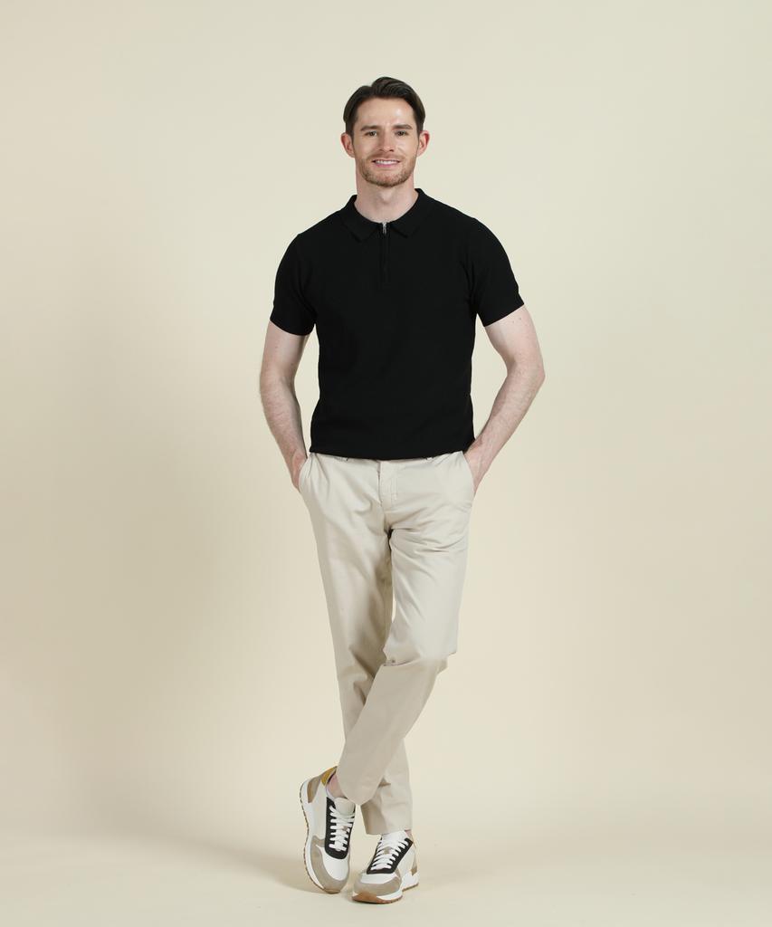 PANICALE Beige Micro Texture Slim Fit Chino Pants