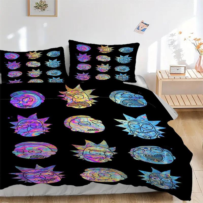 

Психоделический набор постельного белья с лицами Рика Пододеяльник Подарок для спальни, Включает 1 пододеяльник и 2 наволочки, Без наполненияB560 135x200cm