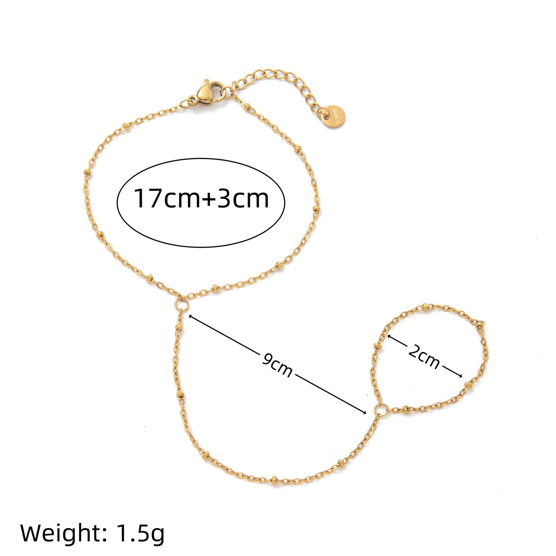 

Wind Titanium Steel 18K Gold-Plated With Diamond Small Disc Fashion Bracelet Color-Preserving Women S Stainless Steel Finger Clip Bead Finger Chain