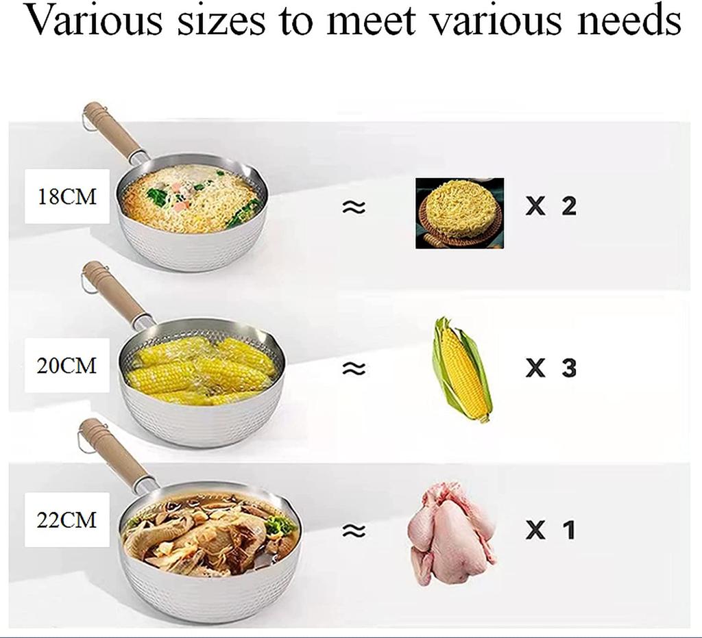 Nerezový hrnec s pokličkou Rukojeť z masivního dřeva s háčkem Víceúčelový rendlík s nalévacími hubičkami, Omáčník, Hrnec na vaření