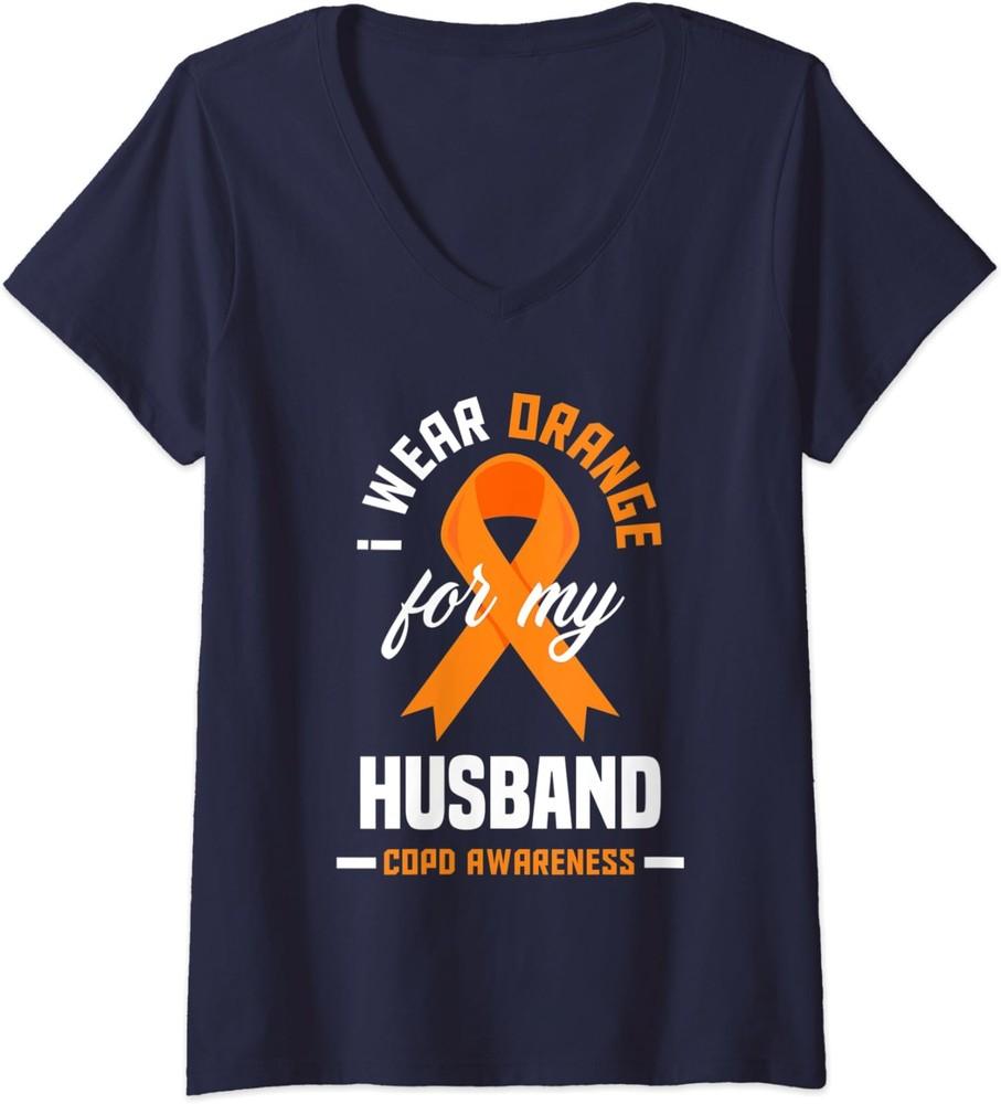 I Wear Orange For My Husband COPD Warrior COPD Awaren Ladies  V-Neck Tshirt Unisex T-Shirt L