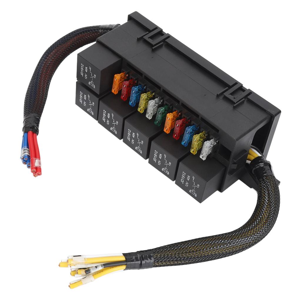 Fuse Relay Box 12V 6 Relay 11 ATC ATO Fuse Waterproof Relay Block Box for Car Yacht Boat