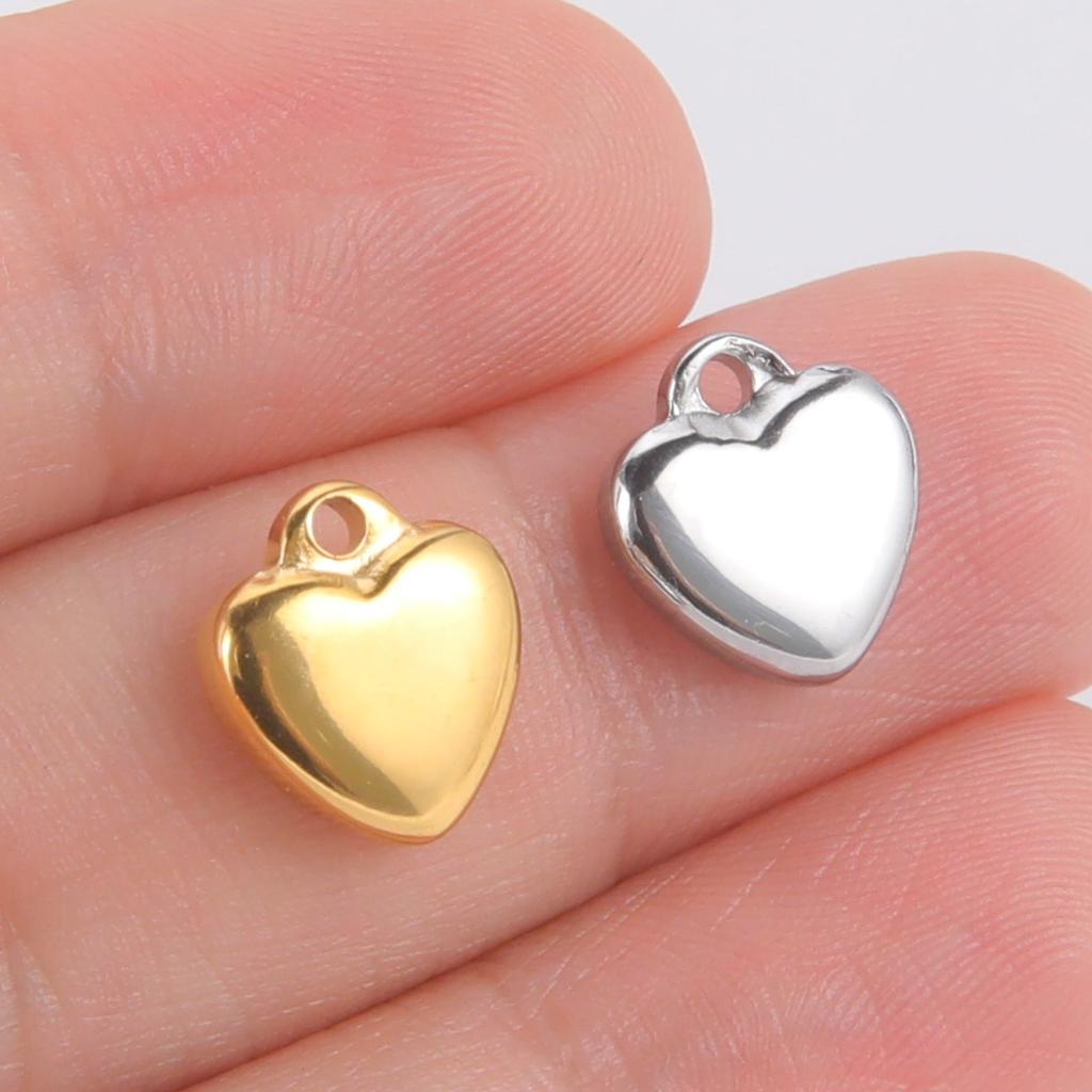 Teamer 5pcs/lot Love Heart Pendant Charms for Jewelry Making Stainless Steel Charms DIY Necklace Bracelet Accessories Supplies