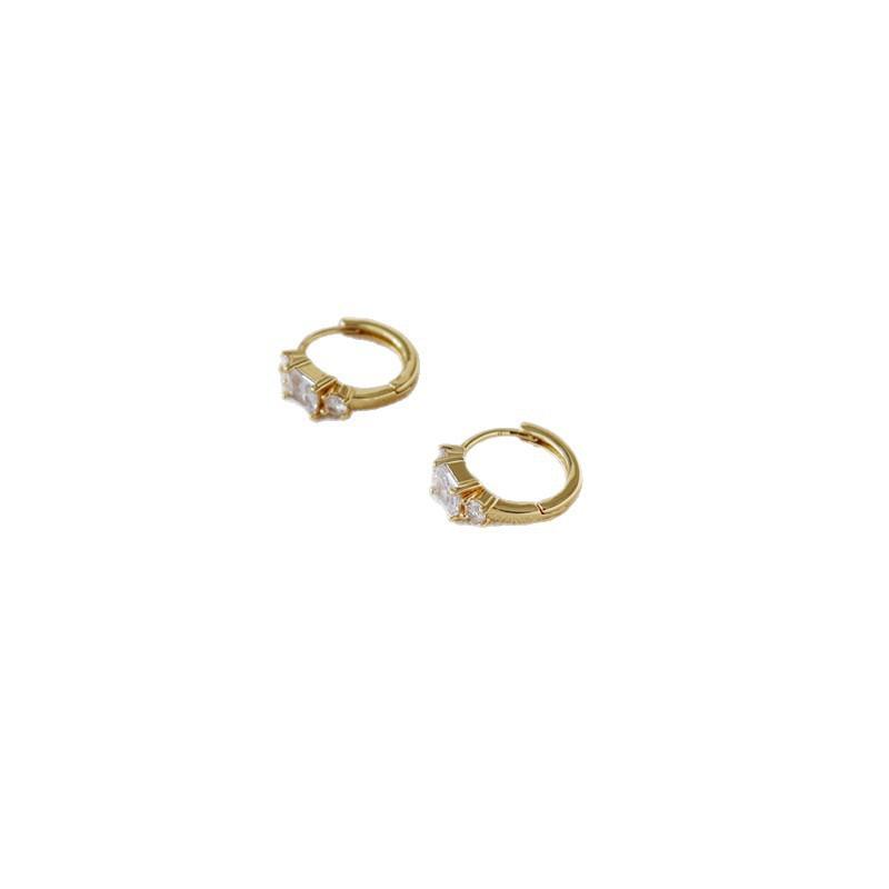 Delicate Vintage Zircon Stud Earrings Mini Half-Ring Ear Buckle Women