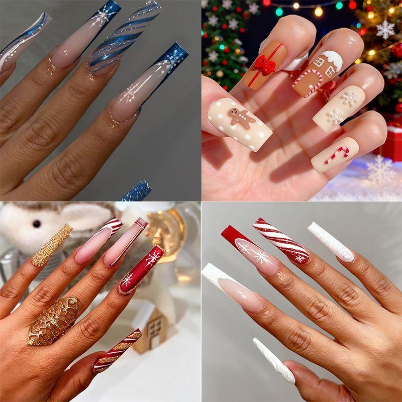 24 Pieces Of Manicure, Nail Piece European And American Style Christmas Day Collection Rectangular Wearing Armor