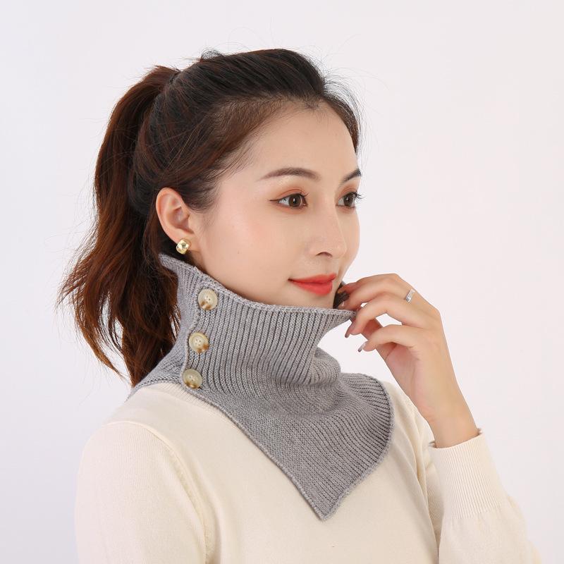 Autumn and winter new fashion men's and women's high neck buttons woolen snood warm knitted fake collar neck pads head and neck covers