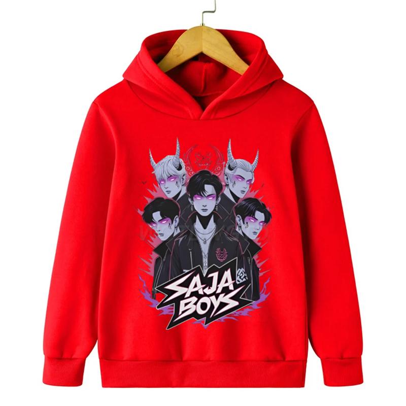 

Аниме K-pop Охотники на демонов Saja Мальчики Толстовки с длинным рукавом Повседневная толстовка Харадзюку Пуловер Подарок для фанатов Детские толстовки с капюшоном для мальчиков 160