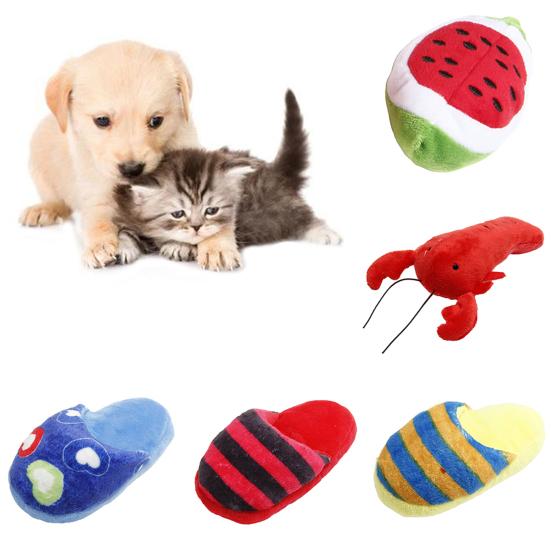 Cats Chew Doll Multi-shape Chew-safe 3 Styles Dog Chew Stuffed Lobste Toy for Pet Cats