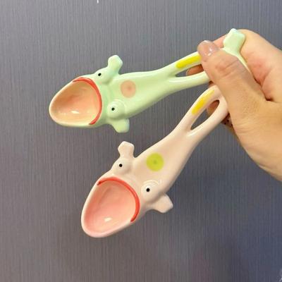 Frog Spoon, Ceramic Long Handle, Ugly and Cute Toad Shaped Spoon, Dessert Spoon, Funny and Cute Spoon