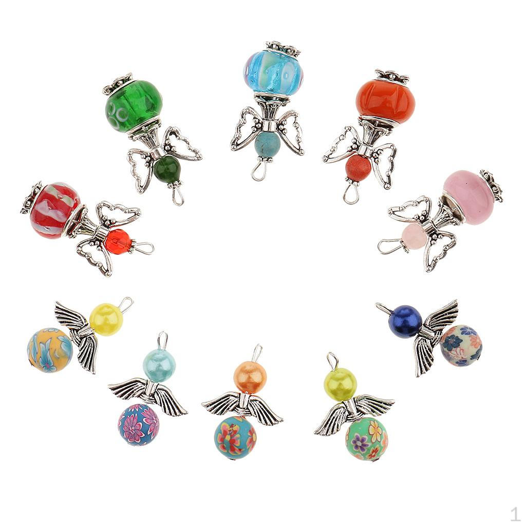 10 Pieces Mixed 21x30mm Angel Wing Charms Pendants Faceted Acrylic heart shaped beads Clay