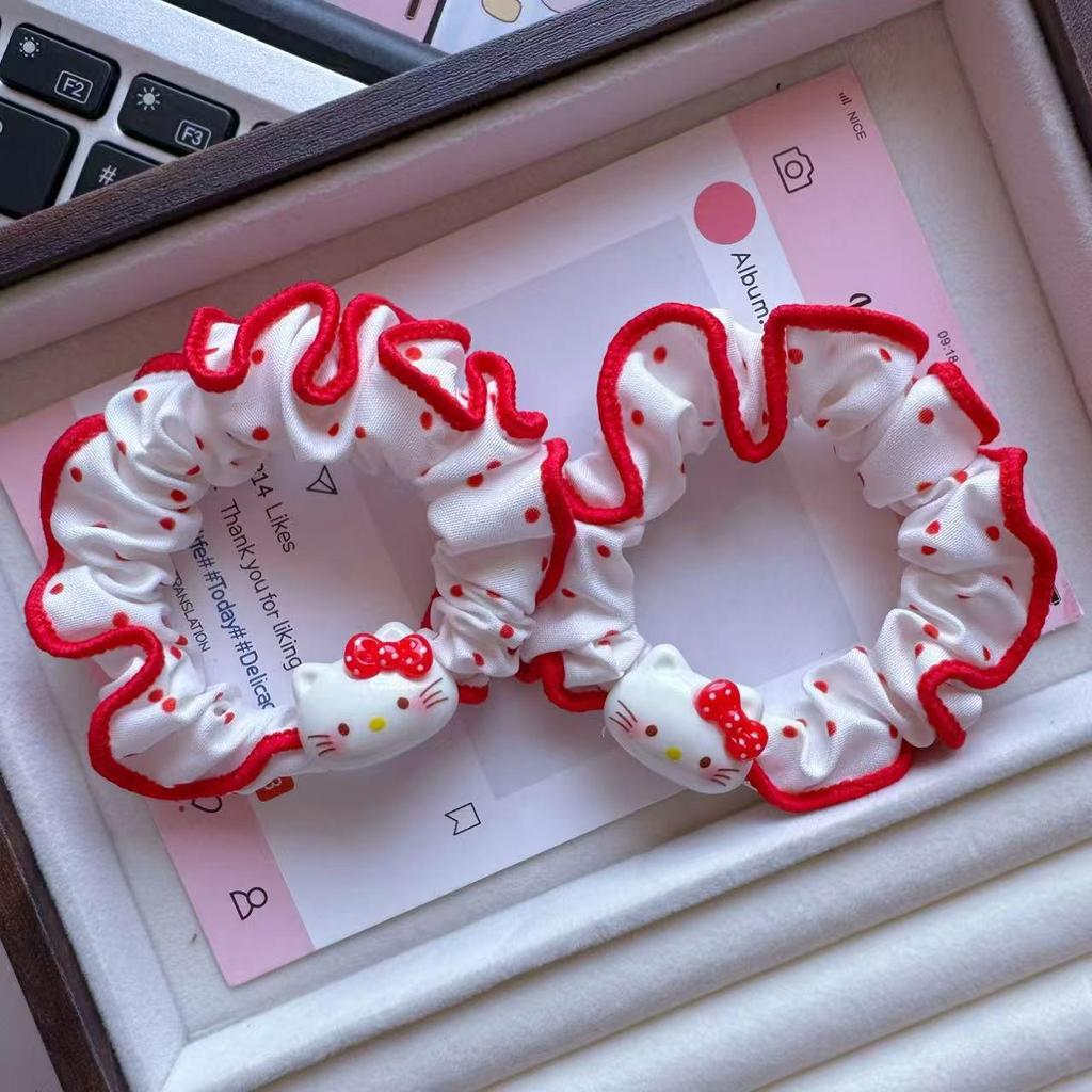 KT Roter Rand Hohe Elastizität Haargummi Scrunchie für Mädchen