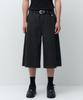 Linen-Like Long Bermuda Denim Pants [Raw Black]