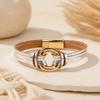 European and American jewelry classic geometric ring pu magnetic buckle bracelet multi-layer bohemian wristband bracelet