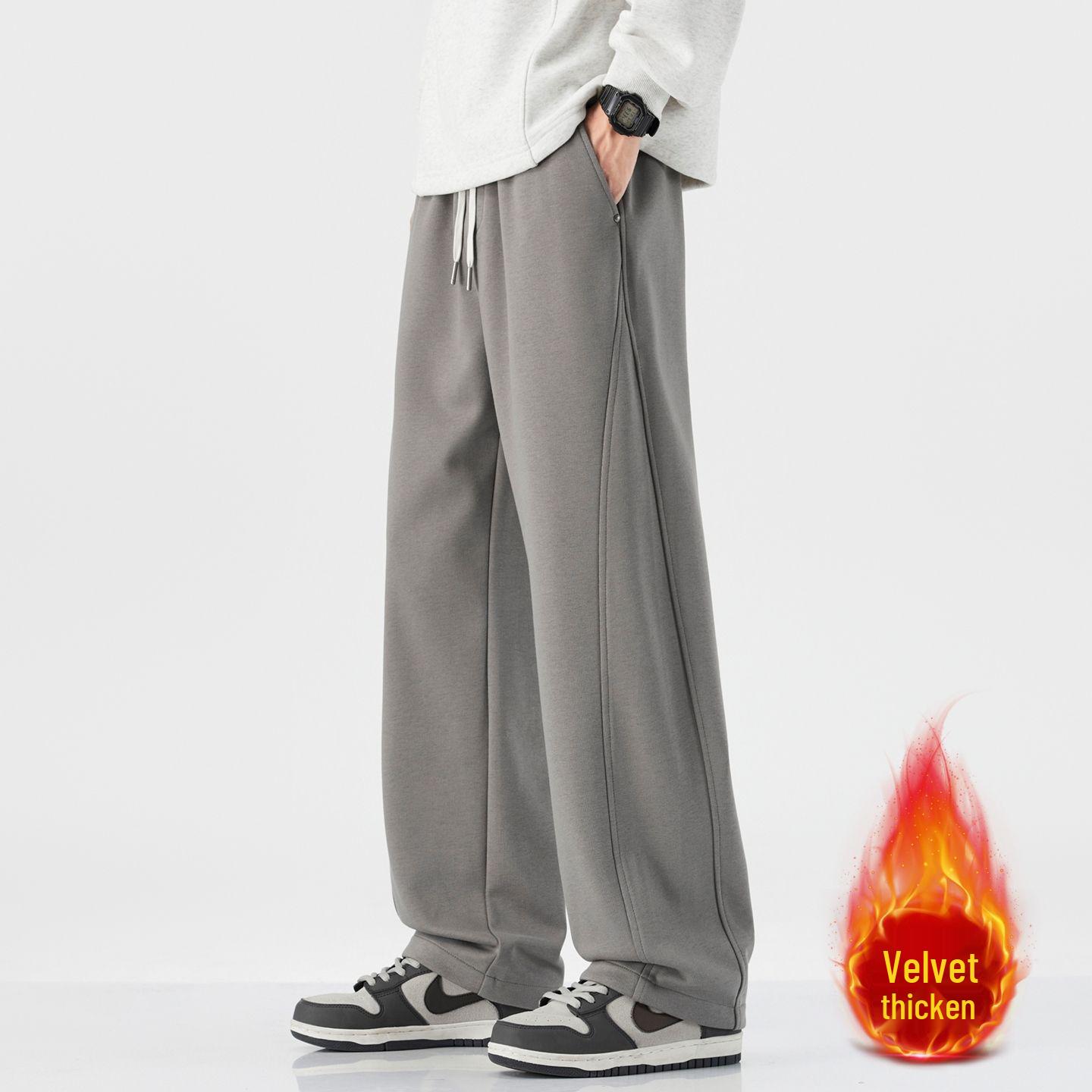 

Мужские ретро флисовые лоскутные спортивные штаны - Свободный прямой крой для осени и зимы 28