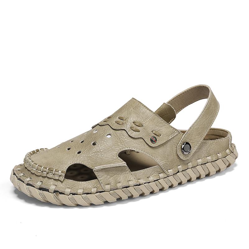 Fashion New Genuine Leather Men Sandals Summer Quality Beach Slippers Casual Sneakers Outdoor Roman Beach Hand Sewn in Baotou
