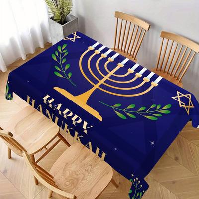 Happy Jewish Theme Rectangle Table Cloth for Table Decor Kitchen Dining Waterproof Reusable Tablecloth for Tables Dining Room