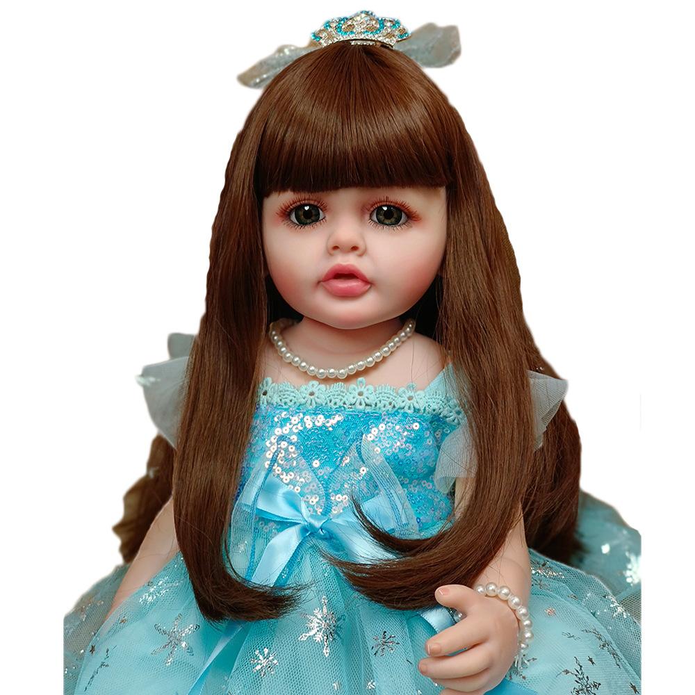 55cm Full Vinyl Body Simulation Reborn Dolls Betty Pretty Princess Girl Baby Doll with Long Hair Brown Gold Color Optional Cute Rebirth Dolls for Kids