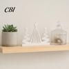 Holiday Desk Ornament 3D Printed Abstract Christmas Tree Figurine, Modern Minimalist Xmas Pure White with Star Topper for Home, Office, Party
