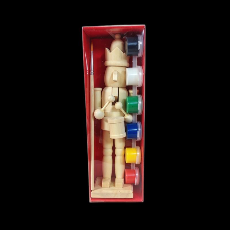 18Cm Unfinished Wooden Nutcracker Blank Soldier Doll With Paint Brush Pigment Diy Painting Craft For Christmas Home Decoration