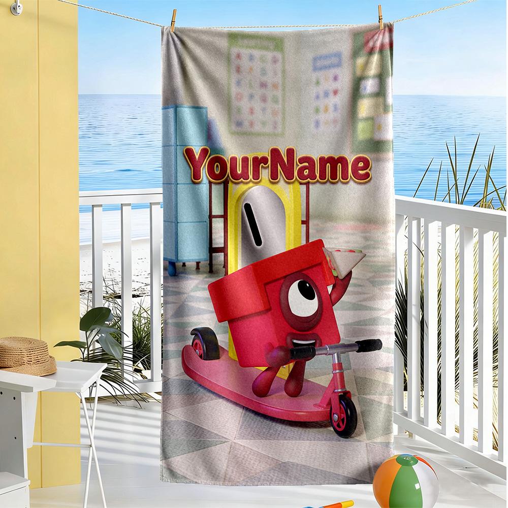 Numberblocks Personalized Text Beach Towel Soft Durable Quick-Dry