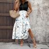 Women's Casual And Fashionable V-neck  Sleeveless Printing Mid Length Dress