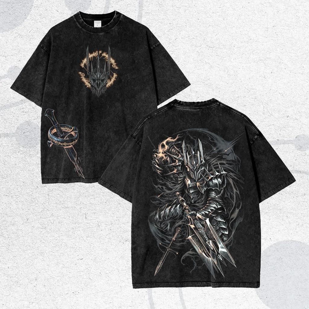 Lord Of The Rings Shirt Sauron Vintage Graphic Tee Dark Fantasy Streetwear Gift For Tolkien Fans Men Women Cotton Tshirt Y2k
