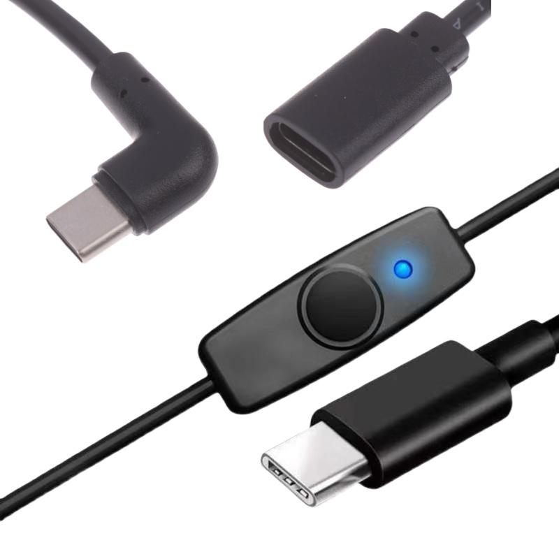1/3Pcs USB-C To Type C Power Supply Cord 5V2A Short USB C Extension Cable With ON Off Switch For USB Fan LED Strips Desk Lamp