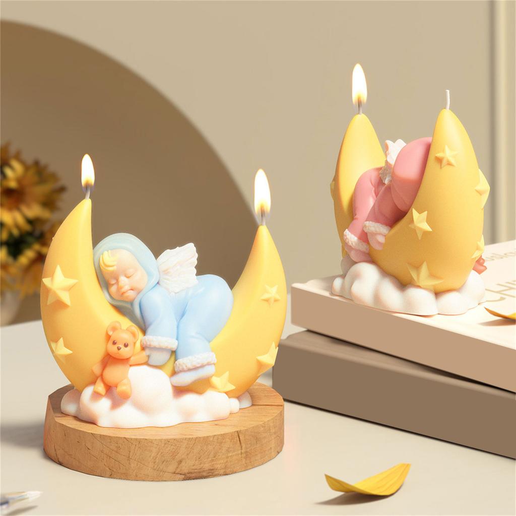 Moon Baby Figurine Silicone Molds for Candle Soap Chocolate Candy Cake Fondant Decoration Cement Gypsum Silicone Molds